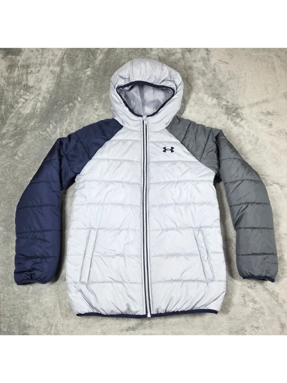 Under Armour Jacket Boys Youth Large Gray UA Tuckerman Lightweight Puffer Coat